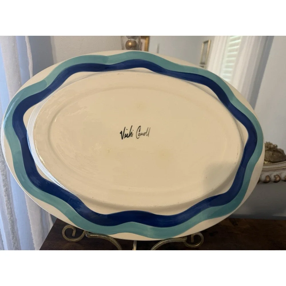 Vicki Carroll Studio Hand Painted Fish Platter 19.5